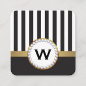 モノグラムスタイリッシュルクス垂直ストライプ スクエア名刺 (正面)