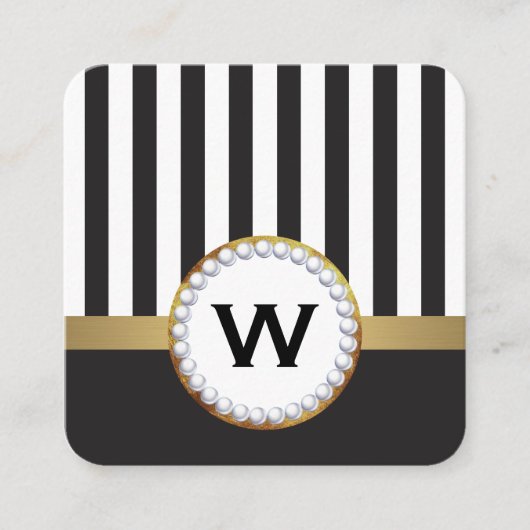 モノグラムスタイリッシュルクス垂直ストライプ スクエア名刺 (正面)