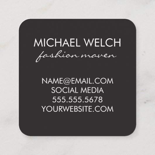 モノグラムスタイリッシュルクス垂直ストライプ スクエア名刺 (裏面)