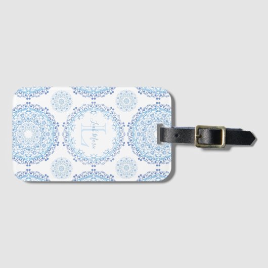 モノグラムスタイリッシュヴィンテージマンダパーソナライズされたラ ラゲッジタグ (正面横)