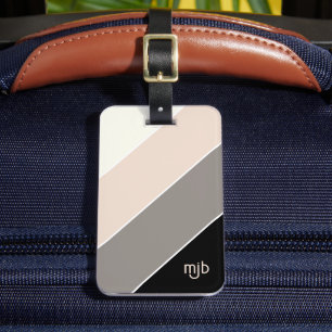 モノグラムスタイリッシュ付きカラーストライプブロック文字パターン ラゲッジタグ