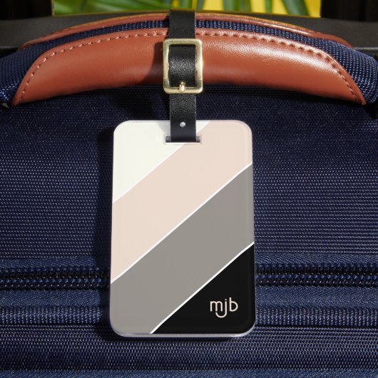 モノグラムスタイリッシュ付きカラーストライプブロック文字パターン ラゲッジタグ (正面インサイチュ2)