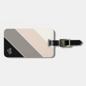 モノグラムスタイリッシュ付きカラーストライプブロック文字パターン ラゲッジタグ (正面横)
