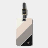モノグラムスタイリッシュ付きカラーストライプブロック文字パターン ラゲッジタグ (正面縦)