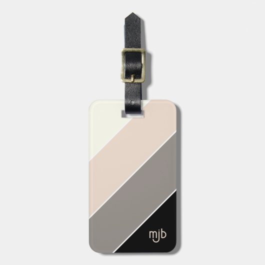 モノグラムスタイリッシュ付きカラーストライプブロック文字パターン ラゲッジタグ (正面縦)