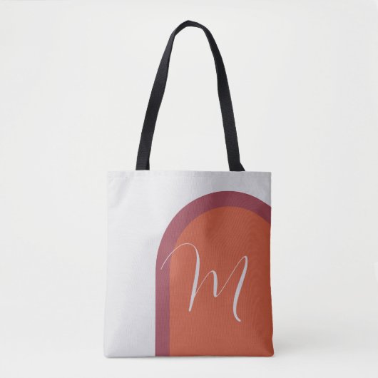 モノグラムスタイリッシュ付きコーラルマゼンタアーチ トートバッグ (正面)