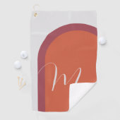 モノグラムスタイリッシュ付きサンゴとマゼンタピンクアーチ ゴルフタオル (インサイチュ)