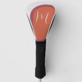 モノグラムスタイリッシュ付きサンゴとマゼンタピンクアーチ ゴルフヘッドカバー (正面)