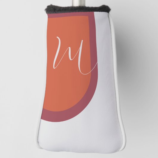 モノグラムスタイリッシュ付きサンゴとマゼンタピンクアーチ ゴルフヘッドカバー (回転90)