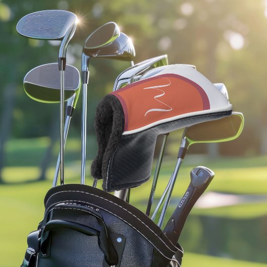 モノグラムスタイリッシュ付きサンゴとマゼンタピンクアーチ ゴルフヘッドカバー