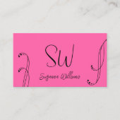 モノグラムスタイリッシュ付きピンクとブラック華美シック 名刺 (正面)