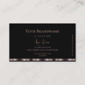 モノグラムスタイリッシュ付きプレーンブラックおよびバラ金ゴールド 名刺 (裏面)