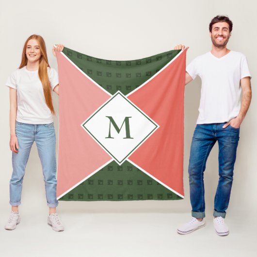 モノグラムスタイリッシュ幾何学的スイカ色 フリースブランケット (インサイチュ)