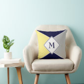 モノグラムスタイリッシュ幾何学的 |ネイビーイエローグレー クッション (椅子)