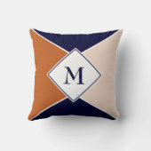 モノグラムスタイリッシュ幾何学的 |ネイビータンクリーム クッション (裏面)