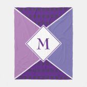 モノグラムスタイリッシュ幾何学的 |パープルマウーブ薄紫 フリースブランケット (正面)