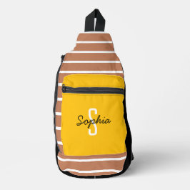 モノグラムスタイリッシュ書名イエローカラメル スリングバッグ