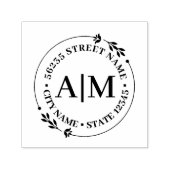 モノグラムスタイリッシュ植物性結婚差出人住所 セルフインキングスタンプ (デザイン)