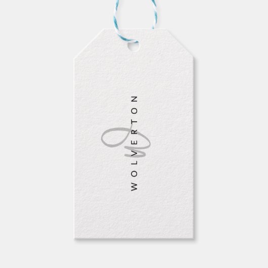 モノグラムスタイリッシュ白黒スエレガントクリプト名 ギフトタグ (正面)