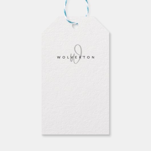 モノグラムスタイリッシュ白黒スエレガントクリプト名 ギフトタグ (裏面)