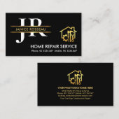 モノグラムスタイリッシュ金ゴールドプラカード縁ど契約者 名刺 (正面/裏面)