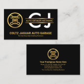 モノグラムスタイリッシュ金ゴールドプラカード車庫 名刺 (正面/裏面)