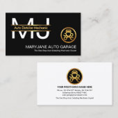 モノグラムスタイリッシュ金ゴールド縁どライン車の整備士 名刺 (正面/裏面)