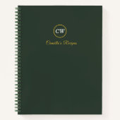 モノグラムスタイリッシュ金ゴールド&フォレストグリーン ノートブック (正面)