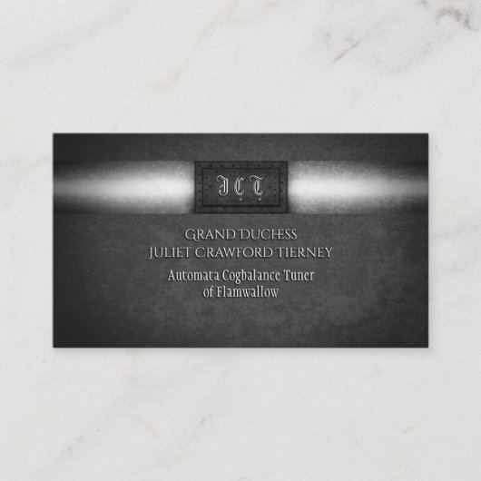 モノグラムスチームパンクグランジリベット付きスチールプレート 名刺 (正面)