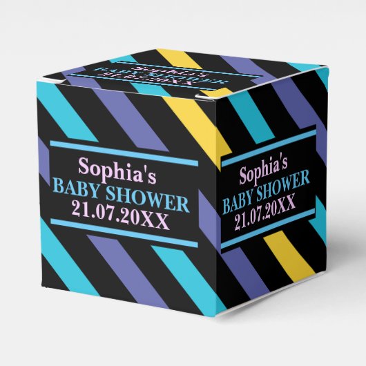 モノグラムストライプのかわいい赤ちゃんシャワーB フェイバーボックス (正面サイド)