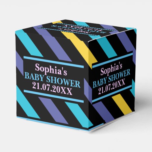 モノグラムストライプのかわいい赤ちゃんシャワーB フェイバーボックス (裏面サイド)