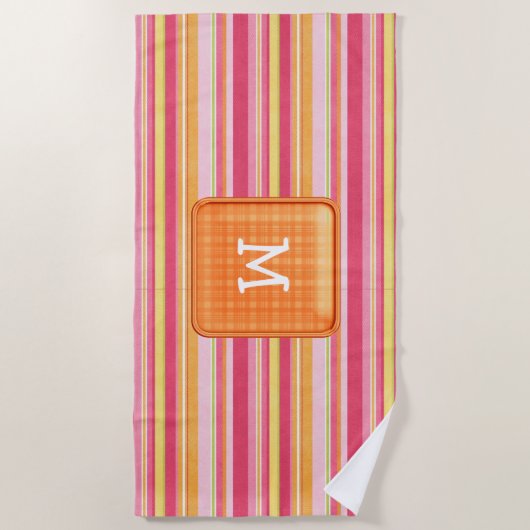 モノグラムストライプのビーチタオル ビーチタオル (正面)