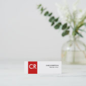 モノグラムストライプのホワイトレッドスリムサイズビジネスカード スキニー名刺 (スタンド正面)