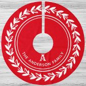 モノグラムストライプのリースモダンレッドクリスマス ブラッシュドポリエステルツリースカート