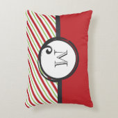 モノグラムストライプの付き赤と緑の模様 アクセントクッション (正面(垂直))