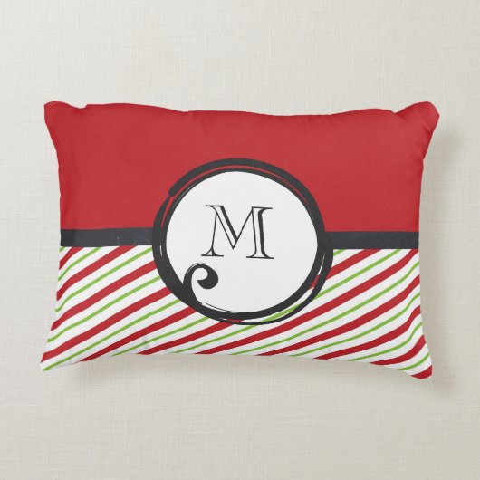 モノグラムストライプの付き赤と緑の模様 アクセントクッション (裏面)