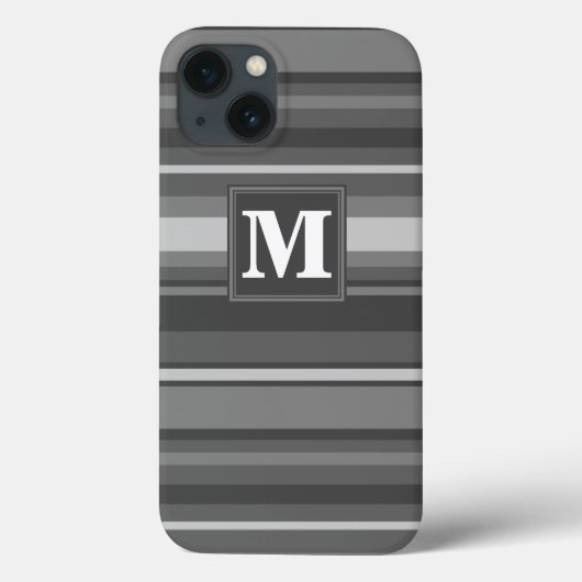 モノグラムストライプグレーの大文字と小文字の一致iPhoneケース Case-Mate iPhoneケース (裏面)