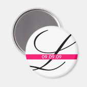 モノグラムストライプピンクの日付磁石を保存 マグネット (正面/裏面)