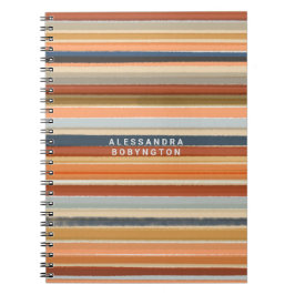 モノグラムストライプレトロヴィンテージカラフル抽象芸術 ノートブック