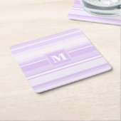 モノグラムストライプ薄紫 スクエアペーパーコースター (アングル)