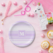 モノグラムストライプ薄紫 ペーパープレート (パーティー)