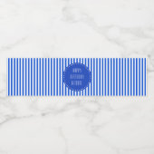 モノグラムストライプ誕生日の青と白 ペットボトルラベル (シングルラベル)