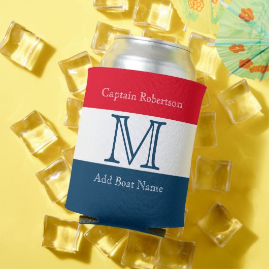 モノグラムストライプ赤白青無地のカラー 缶クーラー (インサイチュ 夏)