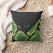 モノグラムスネークグリーンとブラック クッション (ブランケット)
