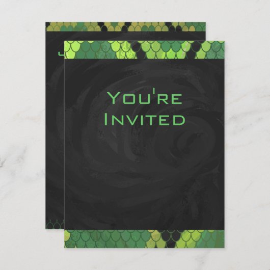 モノグラムスネークグリーンとブラック 招待状 (正面/裏面)