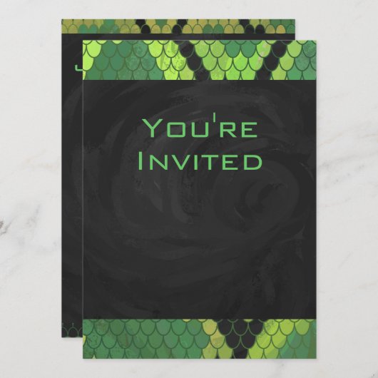 モノグラムスネークグリーンとブラック 招待状 (正面/裏面)