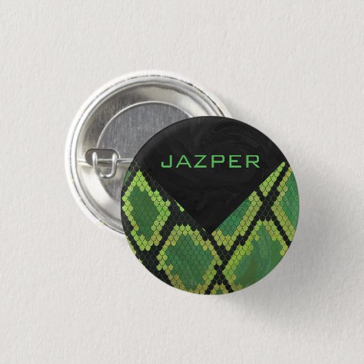 モノグラムスネークグリーンとブラック 缶バッジ (正面&裏面)