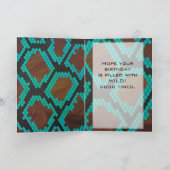 モノグラムスネークブラウンおよびティール(緑がかった色)プリント カード (内部)