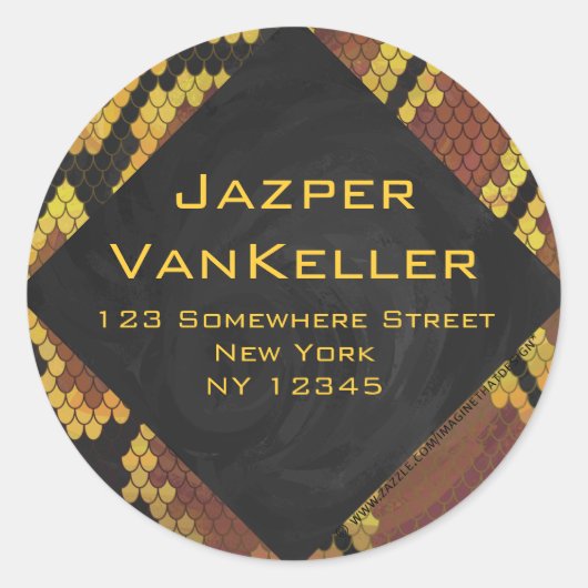 モノグラムスネークブラウンおよび金ゴールドプリント ラウンドシール (正面)
