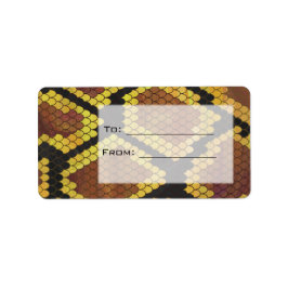 モノグラムスネークブラウンおよび金ゴールドプリント ラベル
